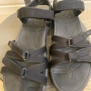 TEVA Black Strappy Sandals with Adjustable Straps